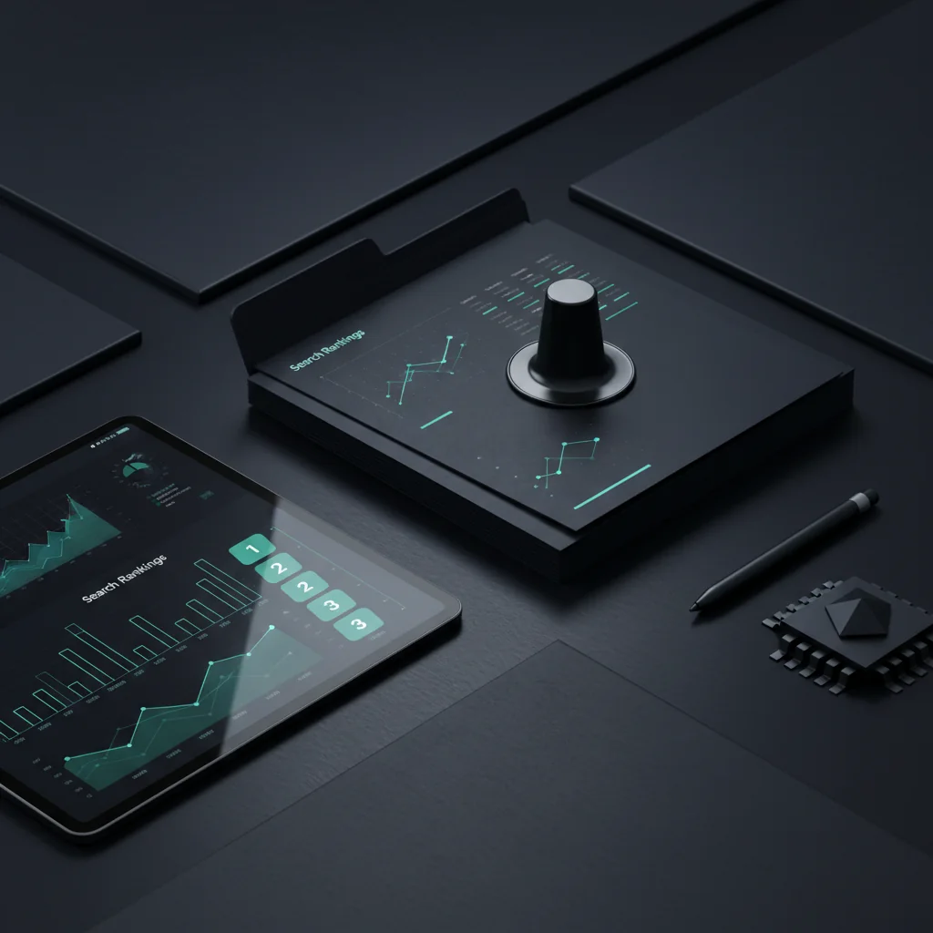 FinTechRank illustration: expert consultant desk with fintech regulatory documents and search rankings tablet — fintech-rank.com